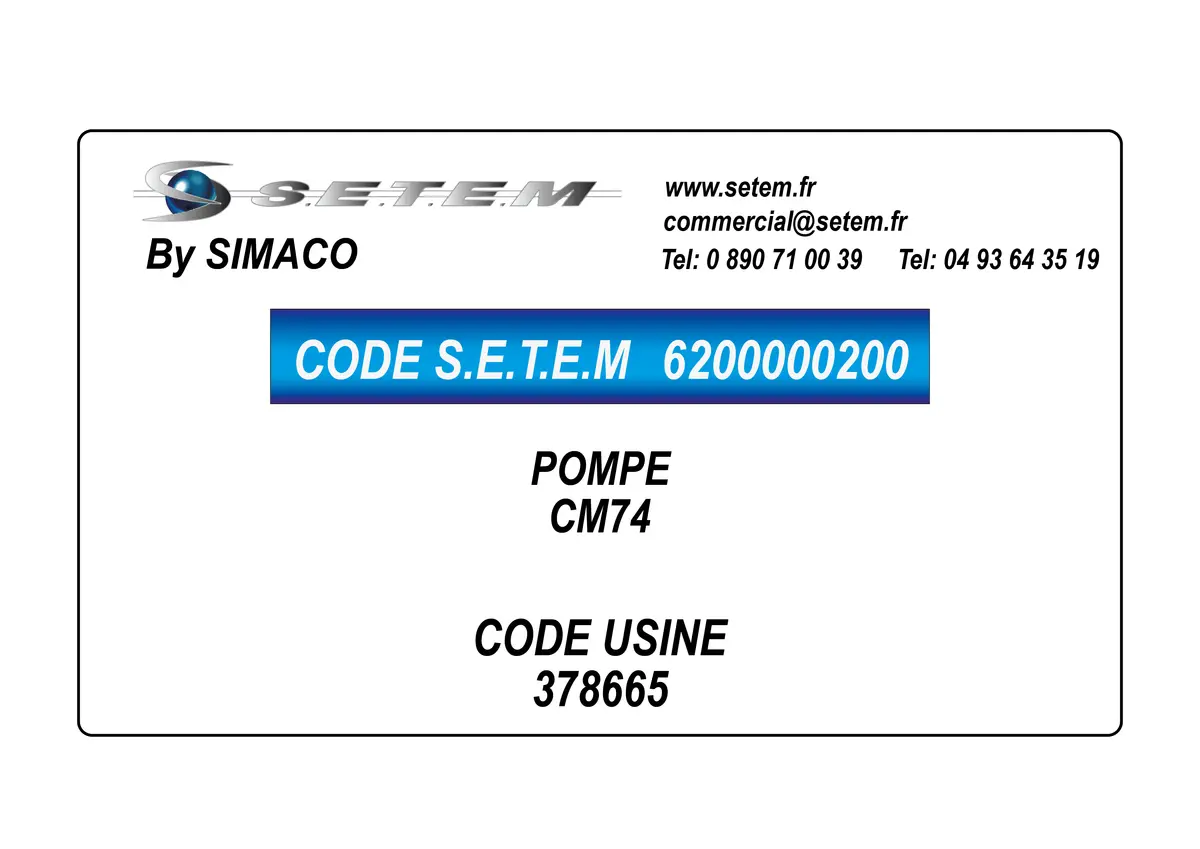6200000200-POMPE SIMACO CM74 *378665*