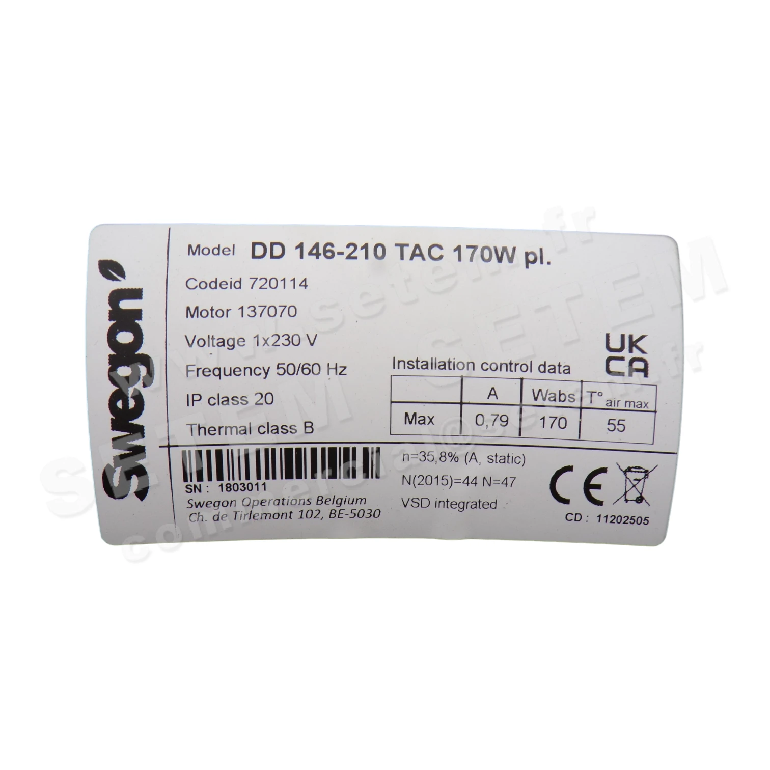 KIT VENTILATEUR DD146-210TAC 720114 D3G146-LV05-38 +CADRE+CABLE 2