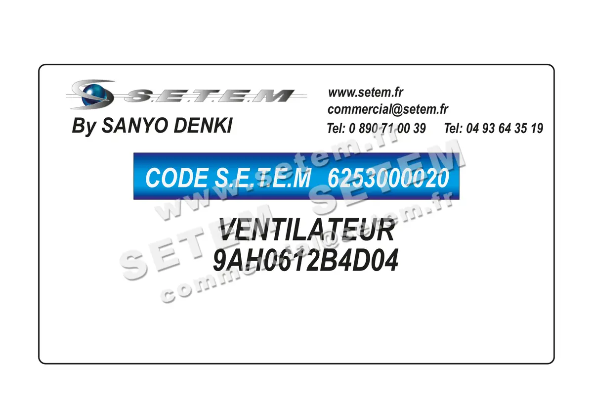 6253000020-VENTILATEUR SANYODENKI 9AH0612B4D04