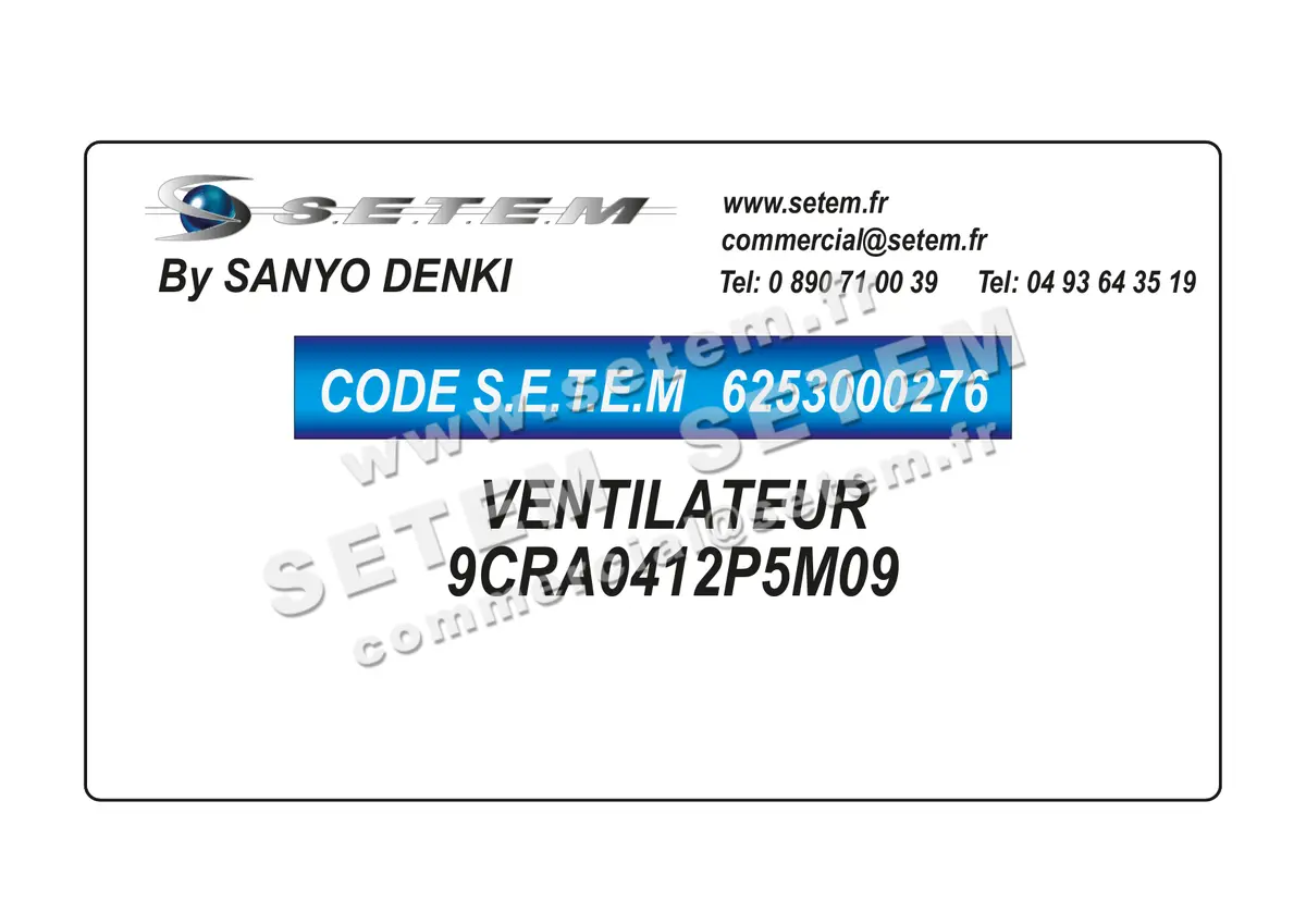 6253000276-VENTILATEUR SANYODENKI 9CRA0412P5M09