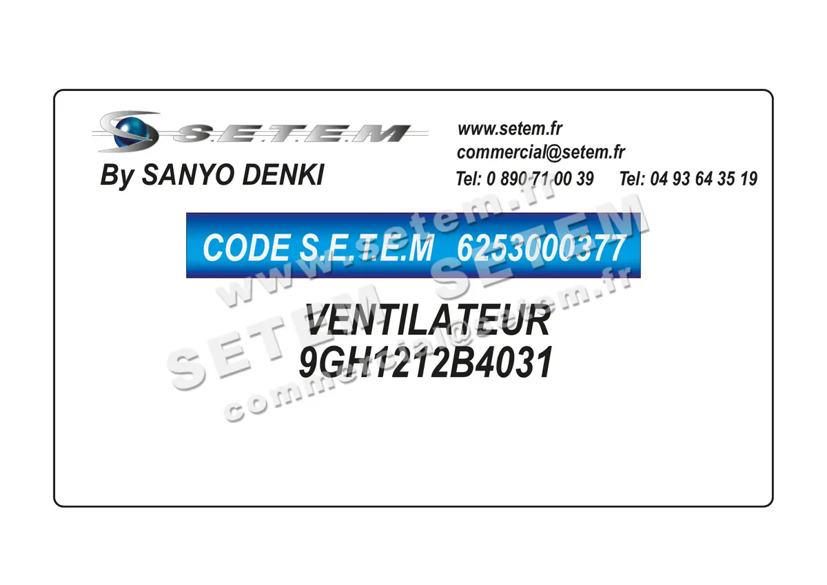 6253000377-VENTILATEUR SANYODENKI 9GH1212B4031