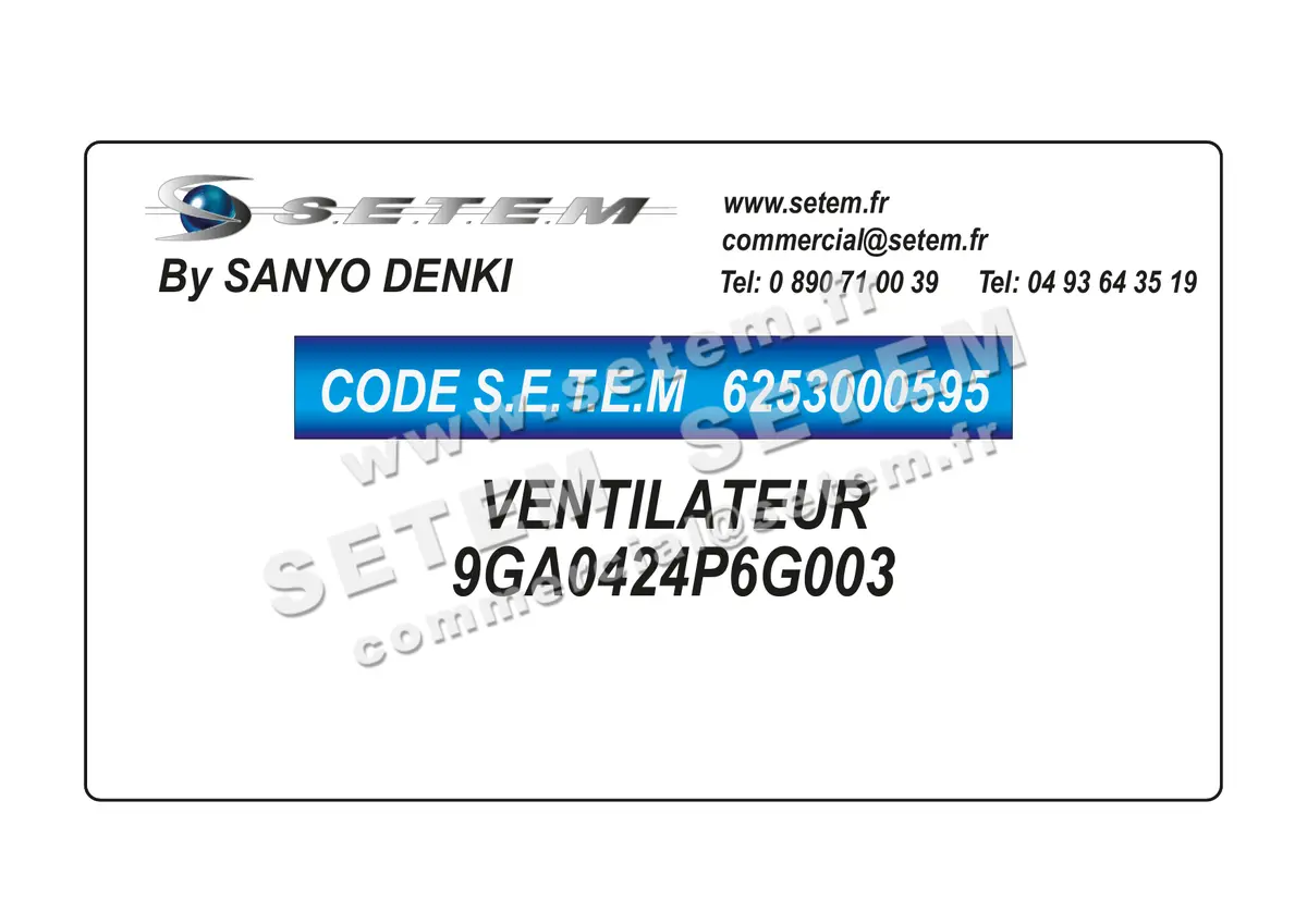 6253000595-VENTILATEUR SANYODENKI 9GA0424P6G003