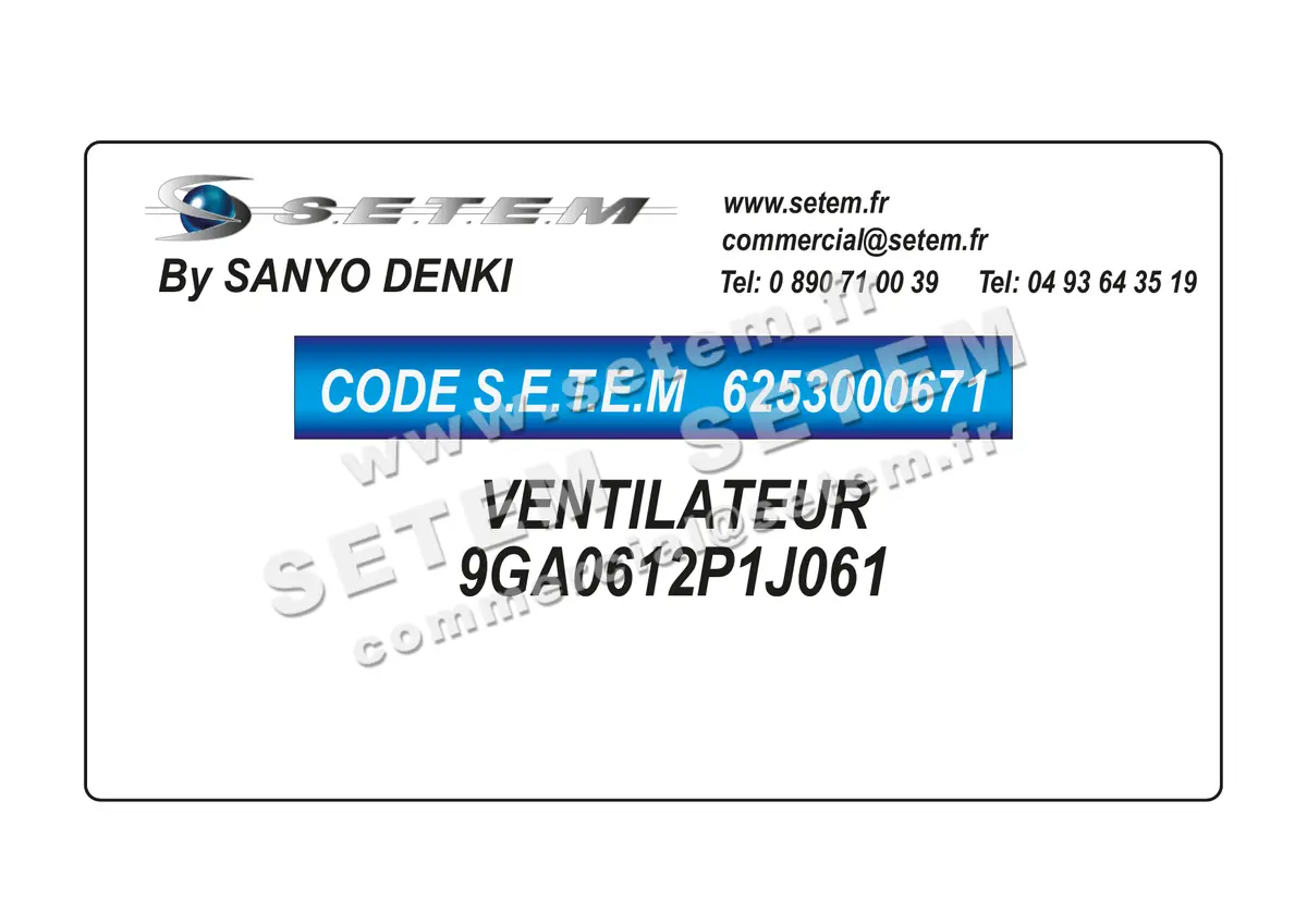 6253000671-VENTILATEUR SANYODENKI 9GA0612P1J061