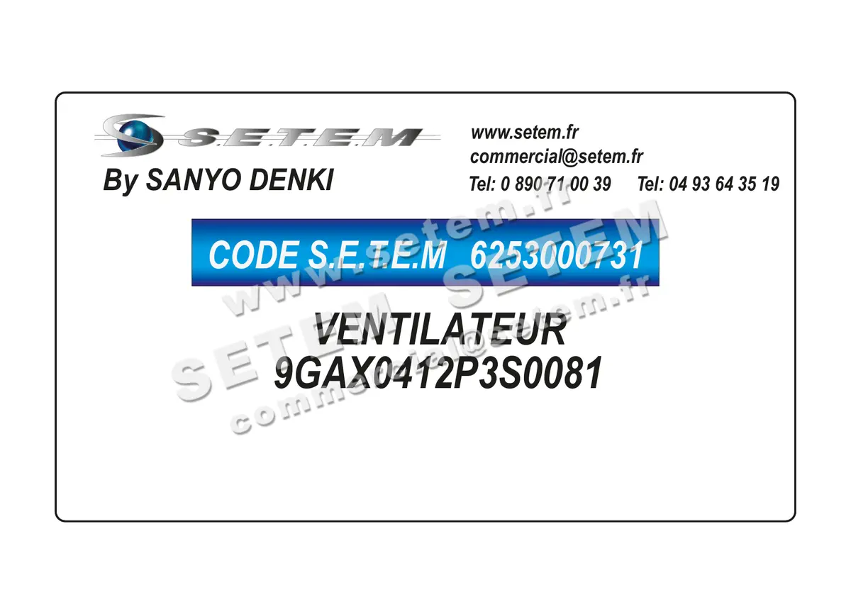 6253000731-VENTILATEUR SANYODENKI 9GAX0412P3S0081