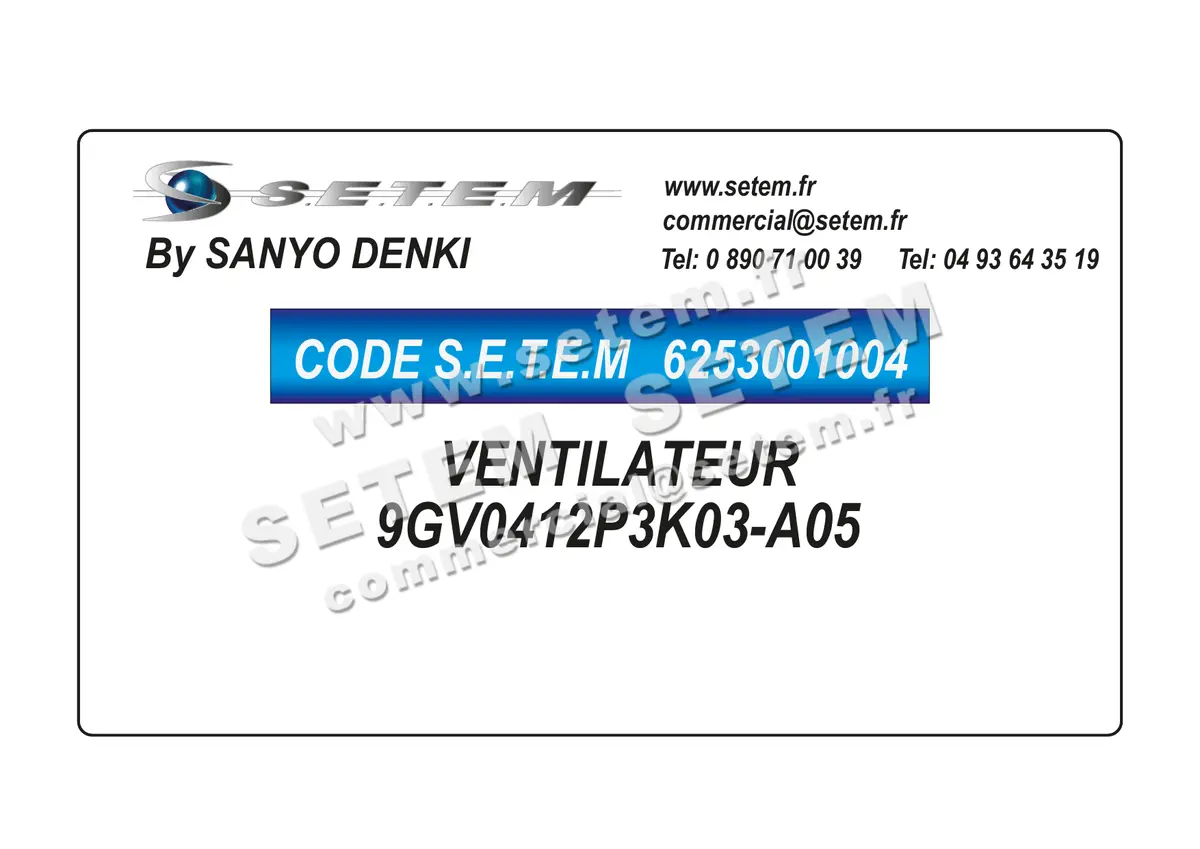 6253001004-VENTILATEUR SANYODENKI 9GV0412P3K03-A05
