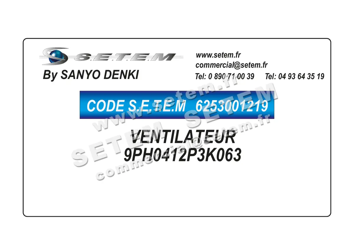 6253001219-VENTILATEUR SANYODENKI 9PH0412P3K063