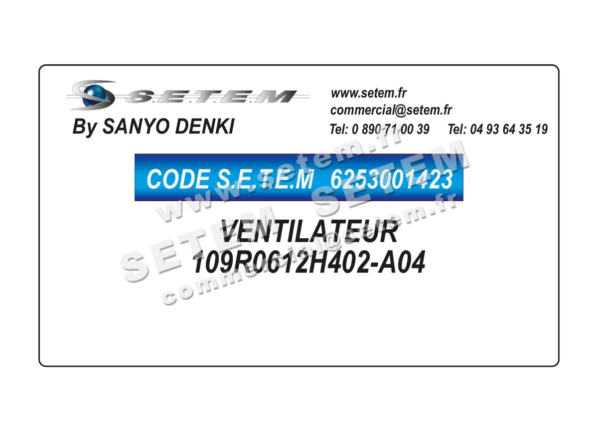 6253001423-VENTILATEUR SANYODENKI 109R0612H402-A04