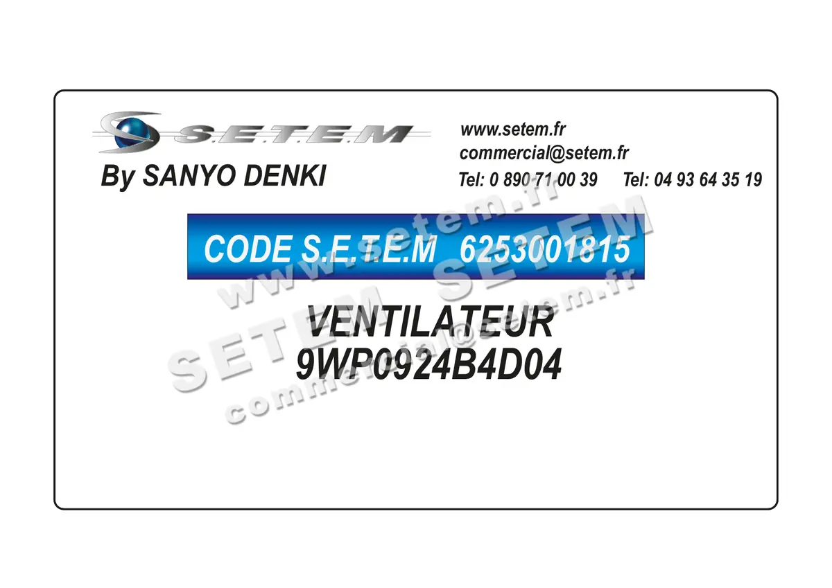 6253001815-VENTILATEUR SANYODENKI 9WP0924B4D04