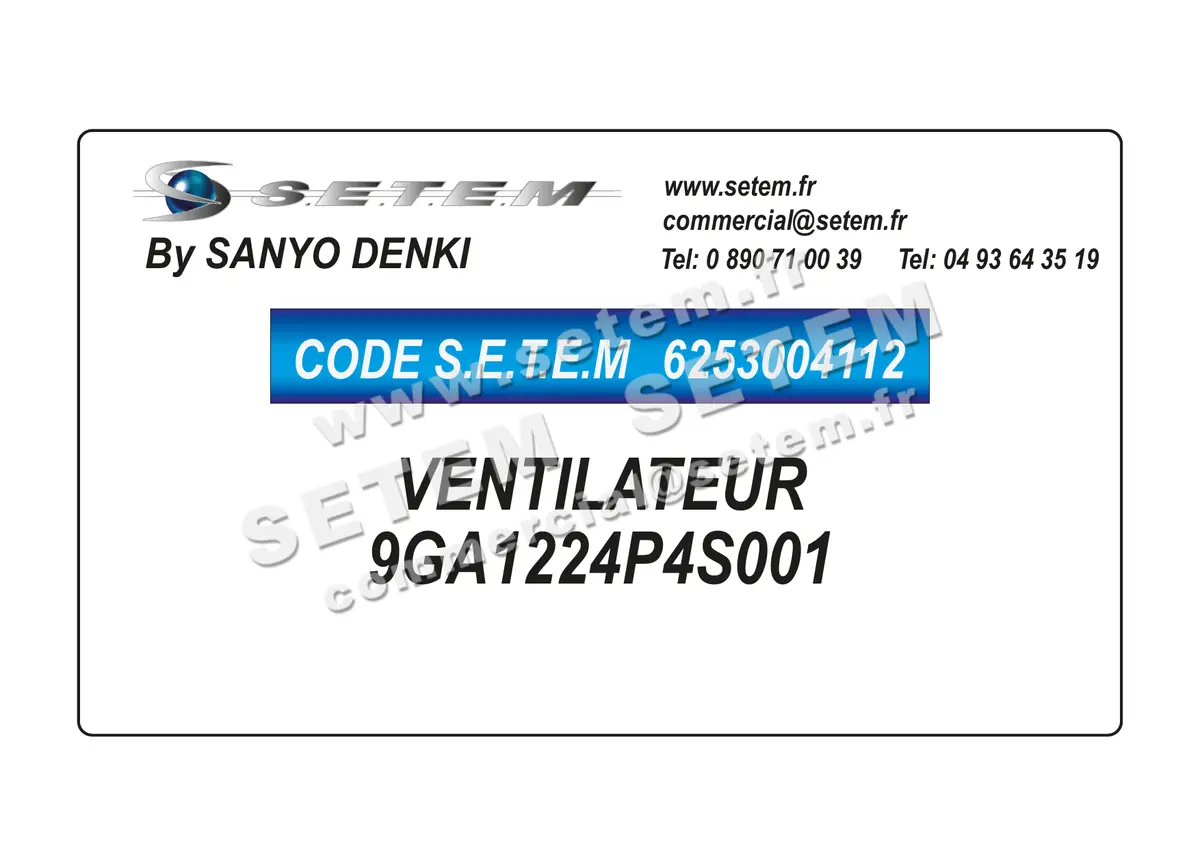 6253004112-VENTILATEUR SANYODENKI 9GA1224P4S001