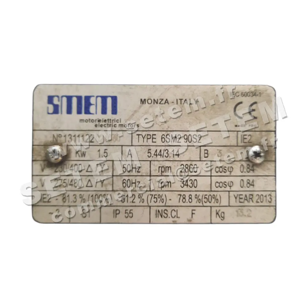 6302000060-MOTEUR SMEM 1.50KW 2P T230/400V HA90 B3 6SM2.90S2