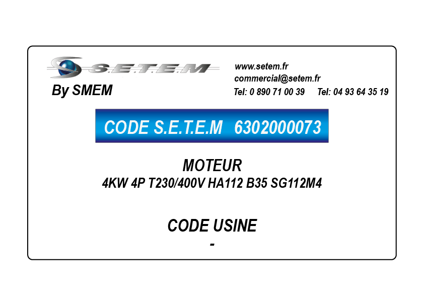 MOTEUR 4KW 4P T230/400V HA112 B35 SG112M4
