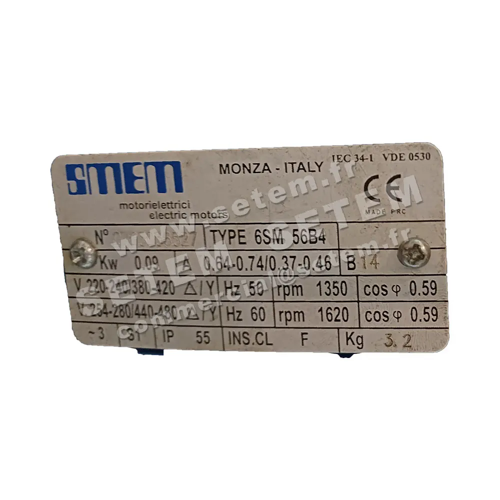 6302001002-MOTEUR SMEM 0.09KW 4P T230/400V HA56 B14 6SM56B4