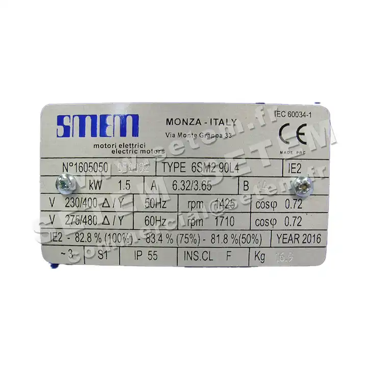 6302001093-MOTEUR SMEM 1.50KW 4P T230/400V HA90 B35 6SM2.90L4 2