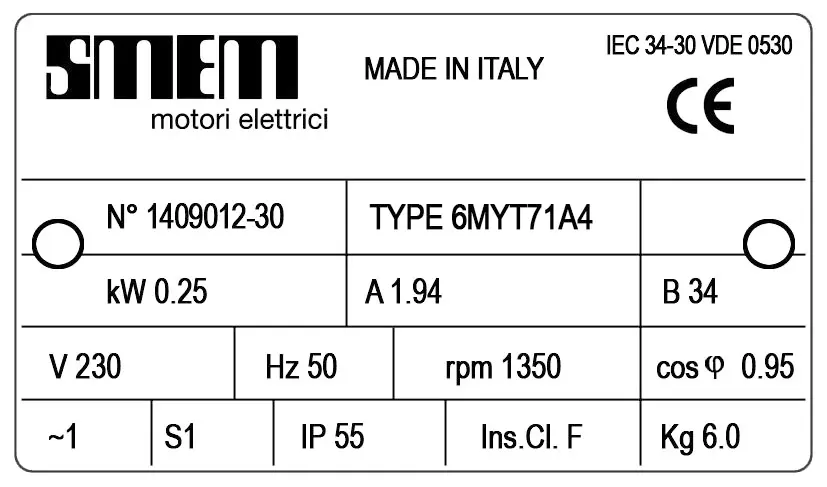 6302005235-MOTEUR SMEM 0.25KW 4P M230V HA71 B34 2