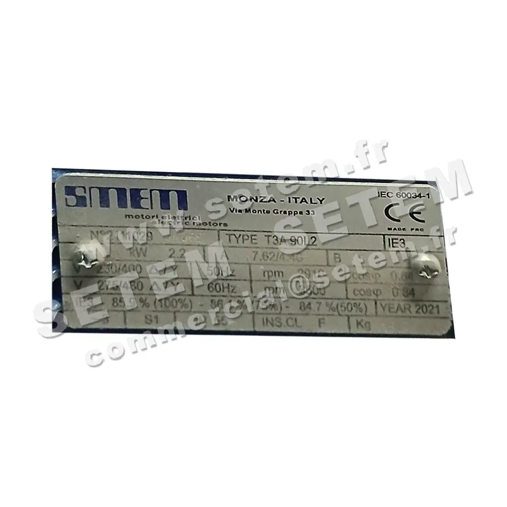 MOTEUR 2.20KW 2P T230/400V HA90 B3 T3A90L2