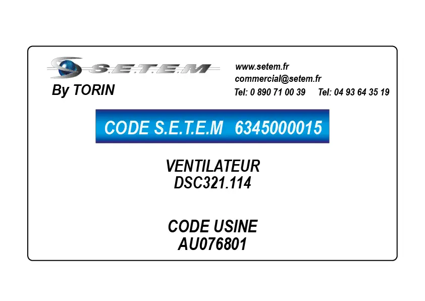 6345000015-VENTILATEUR TORIN DSC321.114 *AU076801*