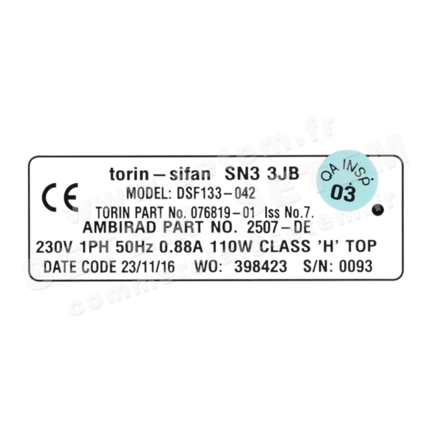 6345000041-VENTILATEUR TORIN DSF133-042 *76819*
