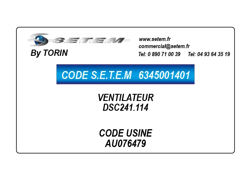6345001401-VENTILATEUR TORIN DSC241.114 *AU076479*