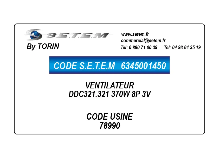 6345001450-VENTILATEUR TORIN DDC321.321 370W 8P 3V *78990*
