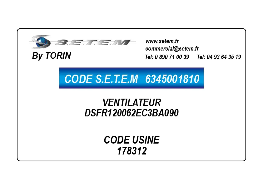 6345001810-VENTILATEUR TORIN DSFR120062EC3BA090 *178312*