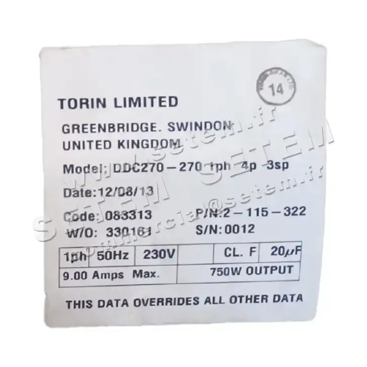 6345002110-VENTILATEUR TORIN DDC270.270 750W 4P M230V 3V *83313* 2