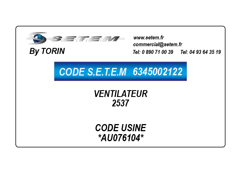 VENTILATEUR "2537" *AU076104* 2