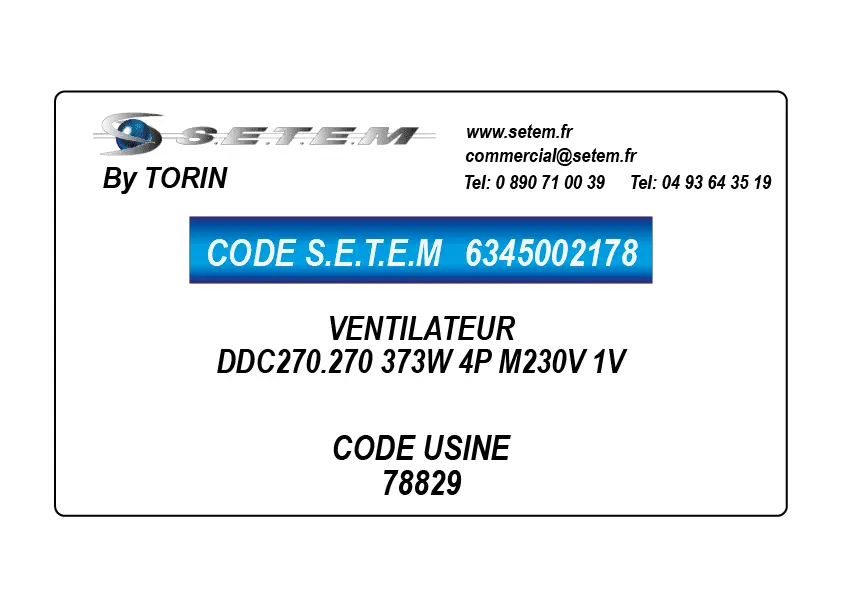 6345002178-VENTILATEUR TORIN DDC270.270 373W 4P M230V 1V *78829*