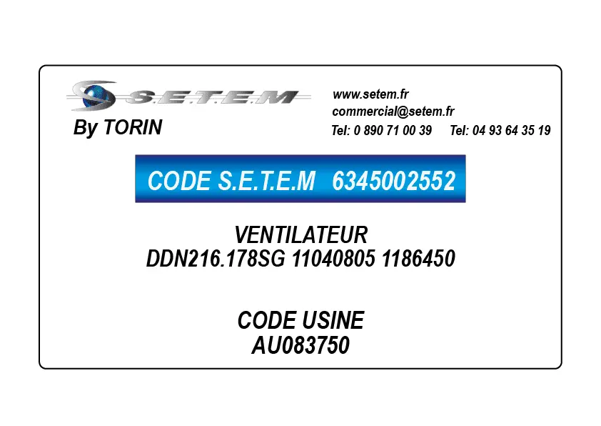6345002552-VENTILATEUR TORIN DDN216-178SG 11040805 "1186450" *AU083750*