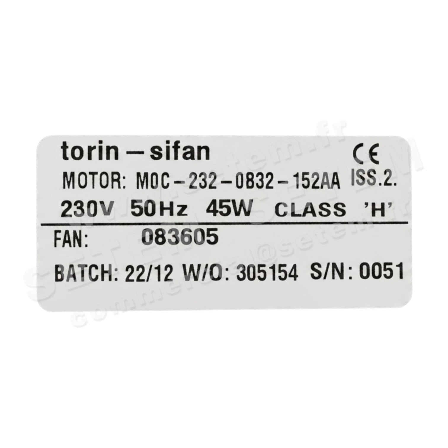 6345002993-VENTILATEUR TORIN DSA326.115 *77634* 3