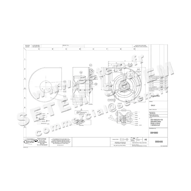 6345003810-VENTILATEUR TORIN DDC270-152 550W 4P M230V 1V "0800146" *AU081000* 4