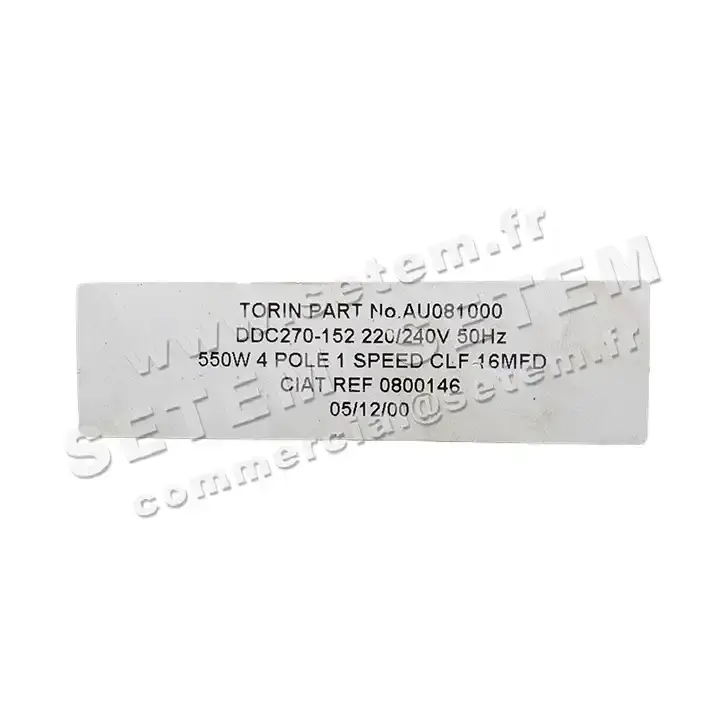 6345003810-VENTILATEUR TORIN DDC270-152 550W 4P M230V 1V "0800146" *AU081000* 2