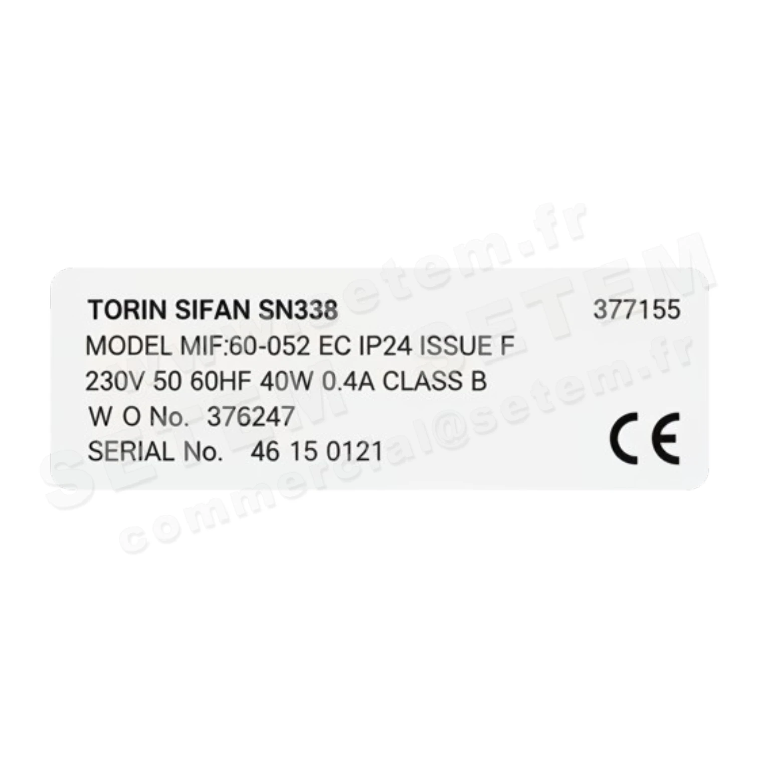 6345007193-VENTILATEUR TORIN SN33JB MIF160.062EC *177193* 3