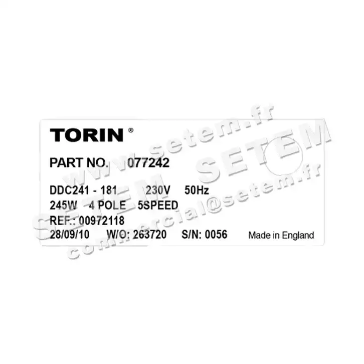 6345009947-VENTILATEUR TORIN DDC241.181 "00972118" *77242* 2