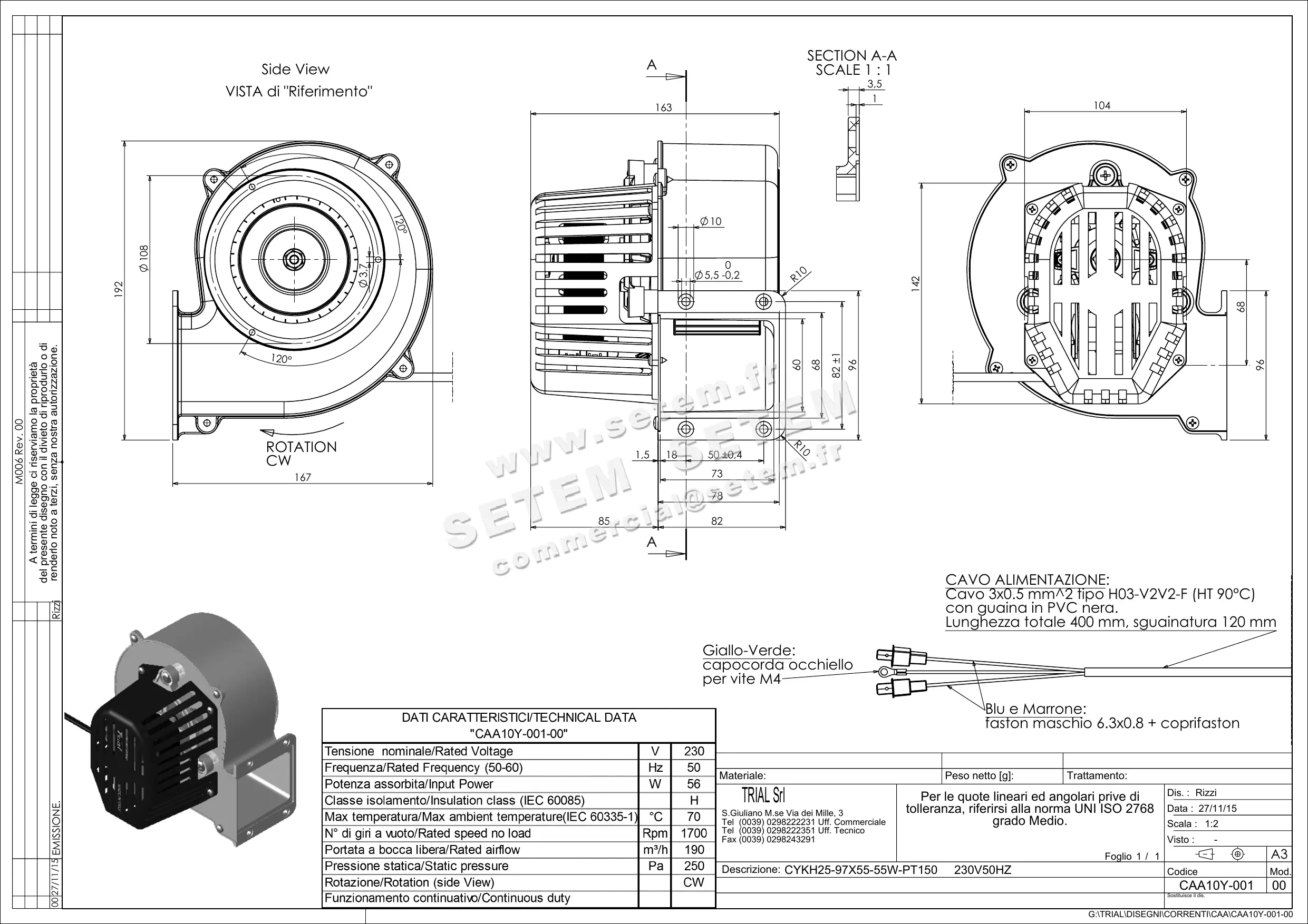 VENTILATEUR CYKH25-97X55-55W-PT150° *CAA10Y-001*