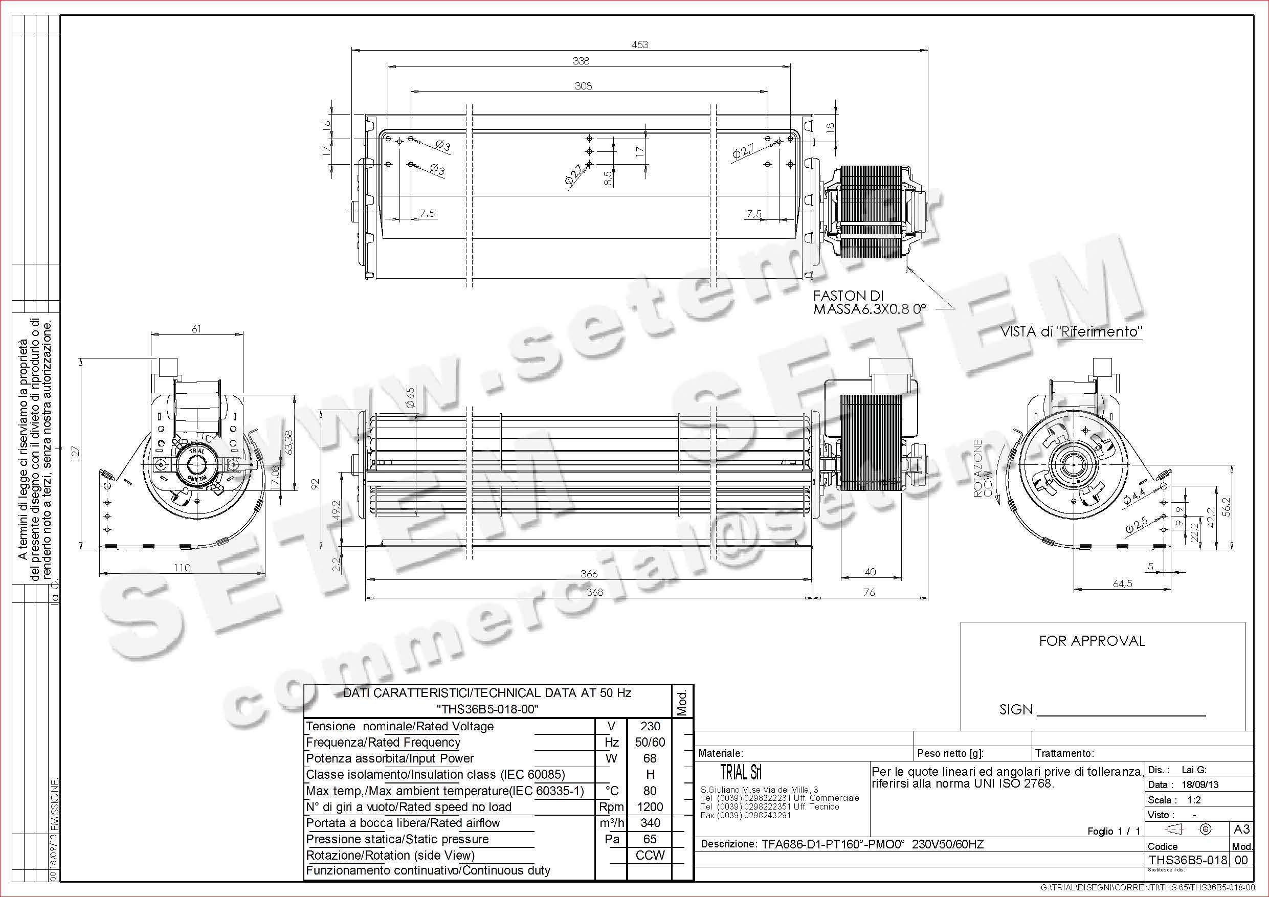 VENTILATEUR TFA686-D1-PT160°-PMO0° *THS36B5-018*
