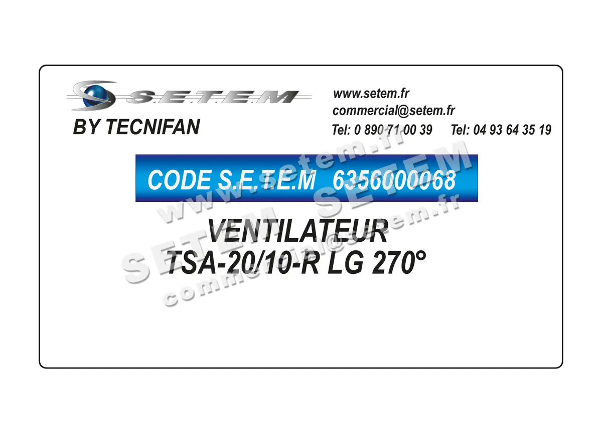 6356000068-VENTILATEUR TECNIFAN TSA-20/10-R LG 270°