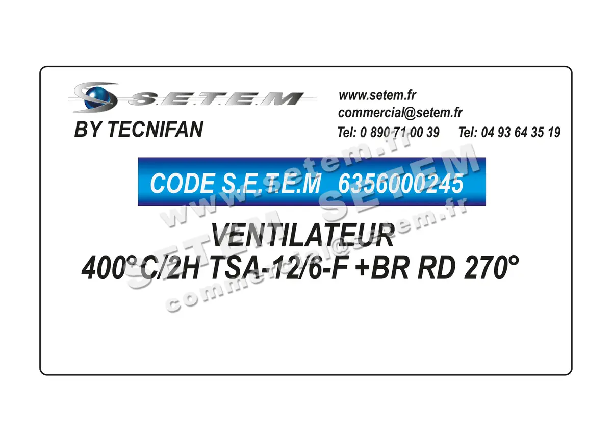 6356000245-VENTILATEUR TECNIFAN 400°C/2H TSA-12/6-F +BR RD 270°