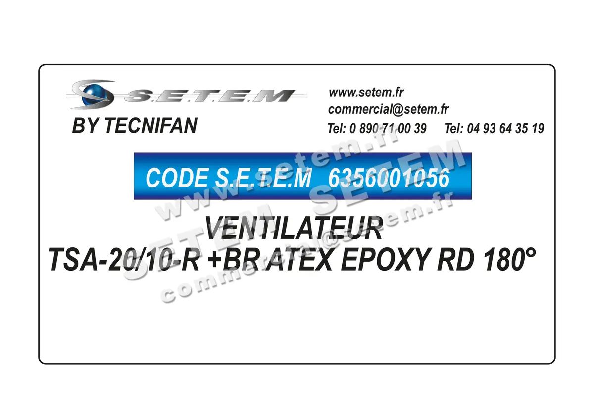 6356001056-VENTILATEUR TECNIFAN TSA-20/10-R +BR ATEX EPOXY RD 180°