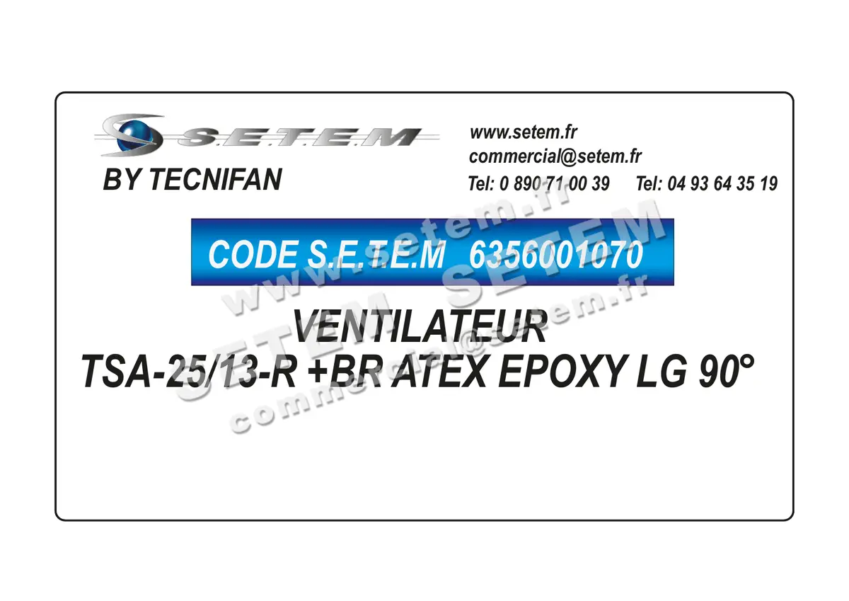 6356001070-VENTILATEUR TECNIFAN TSA-25/13-R +BR ATEX EPOXY LG 90°