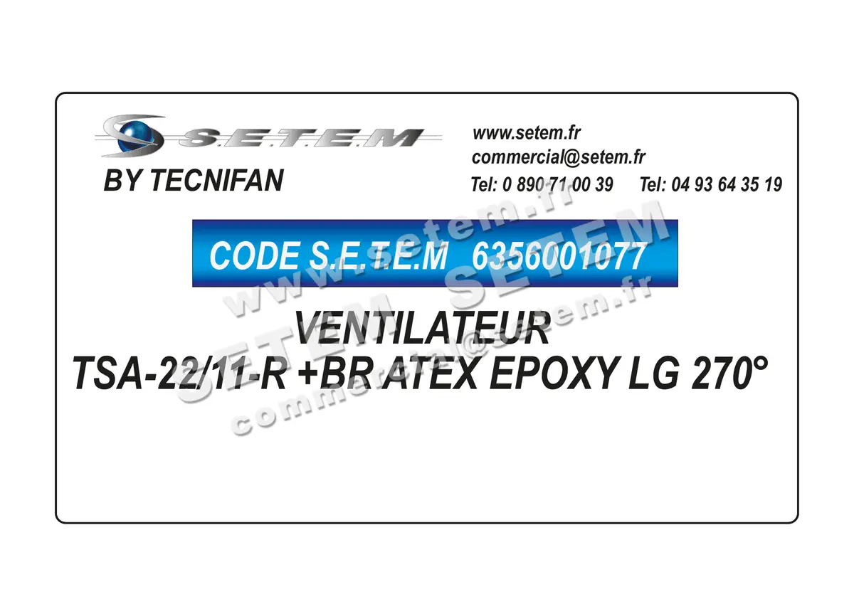 6356001077-VENTILATEUR TECNIFAN TSA-22/11-R +BR ATEX EPOXY LG 270°
