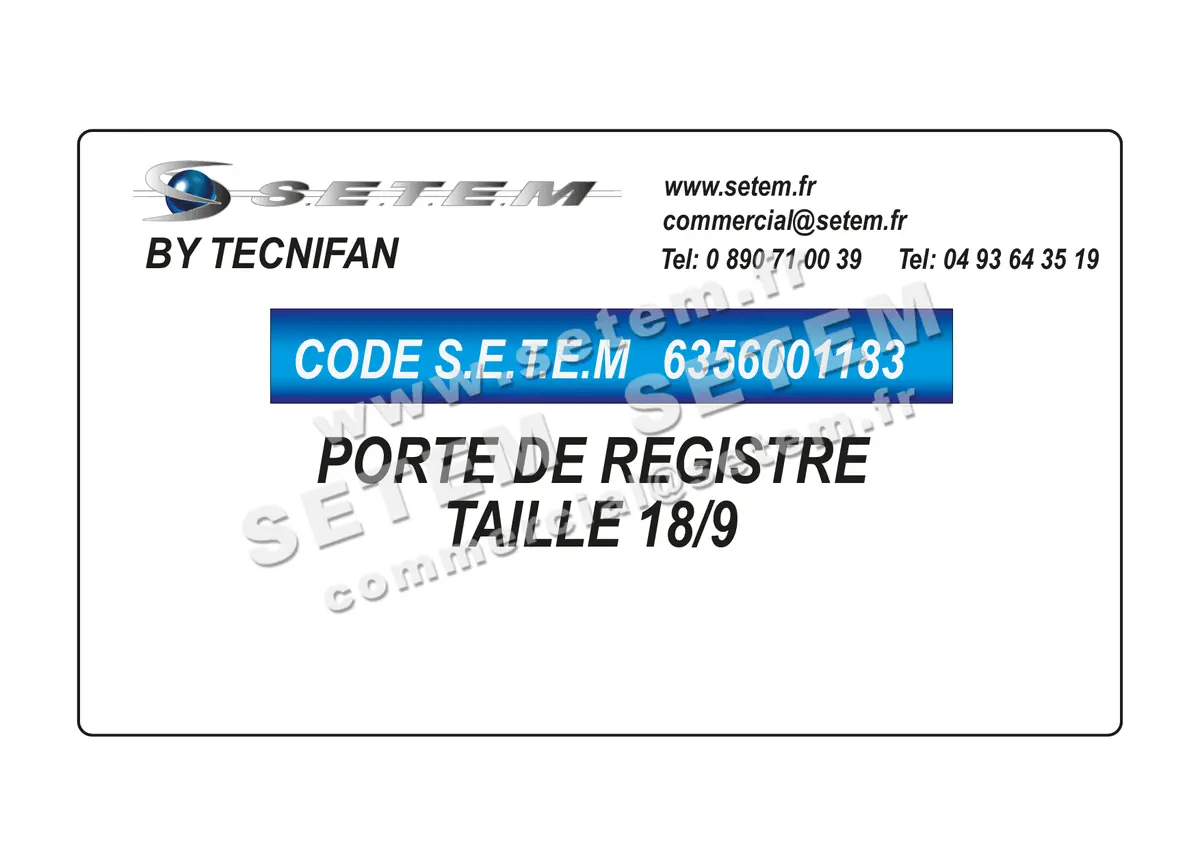 6356001183-PORTE DE REGISTRE TAILLE 18/9 TECNIFAN