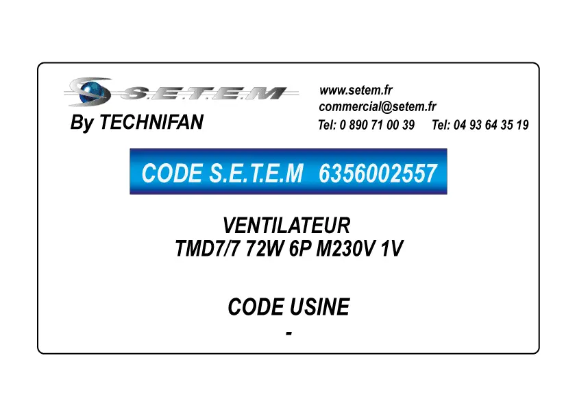 6356002557-VENTILATEUR TECNIFAN TMD7/7 72W 6P M230V 1V