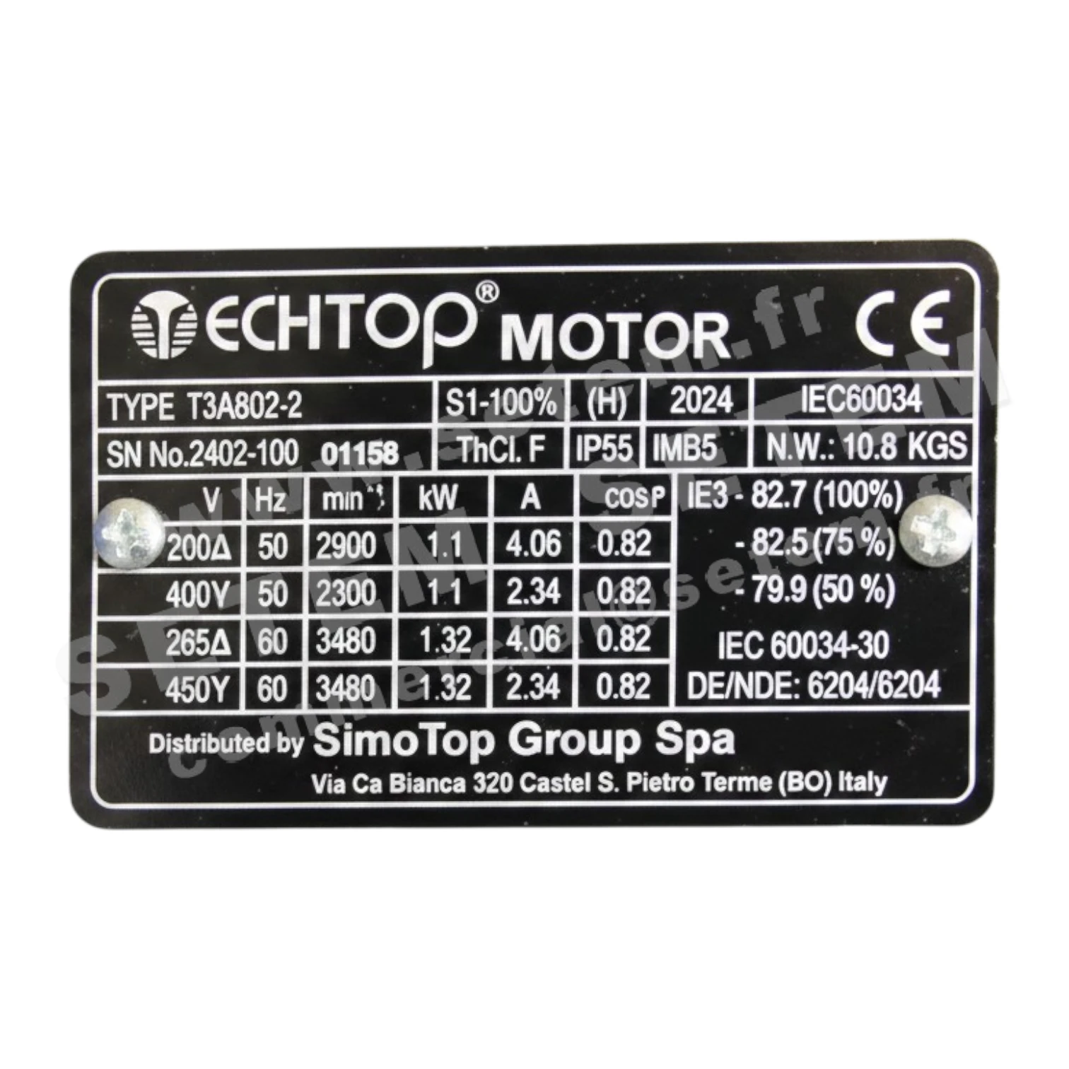 MOTEUR 1.10KW 2P T230/400V HA80 B5 T3A802-2