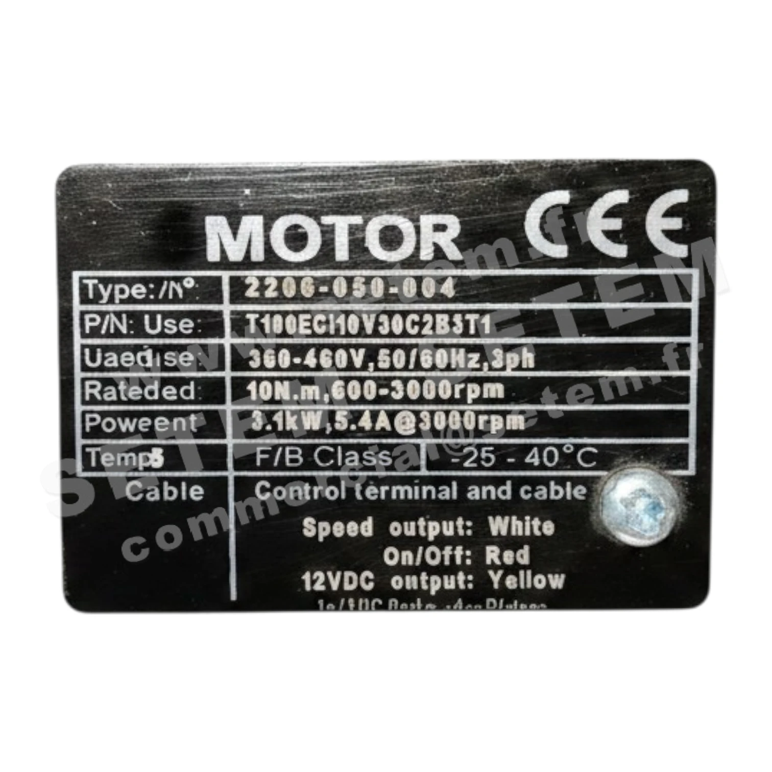MOTEUR 3.10KW 2P T360/460V HA100 T100ECI10V30C2B3T1