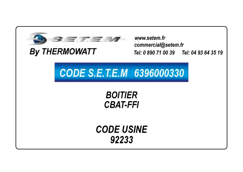 6396000330-BOITIER THERMOWATT CBAT-FFI *92233*