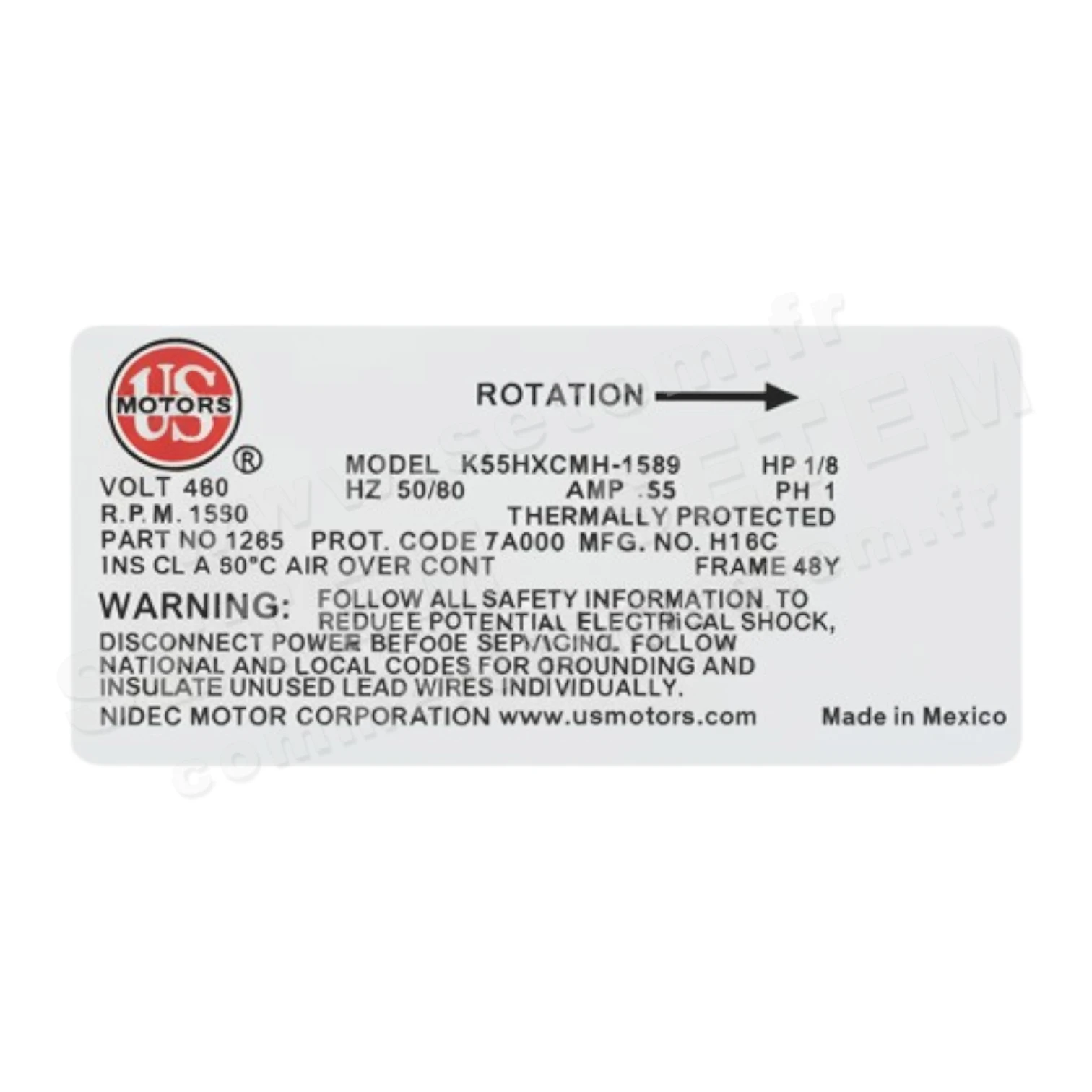 6611502255-MOTEUR USMOTORS K55HXCMH-1589 2