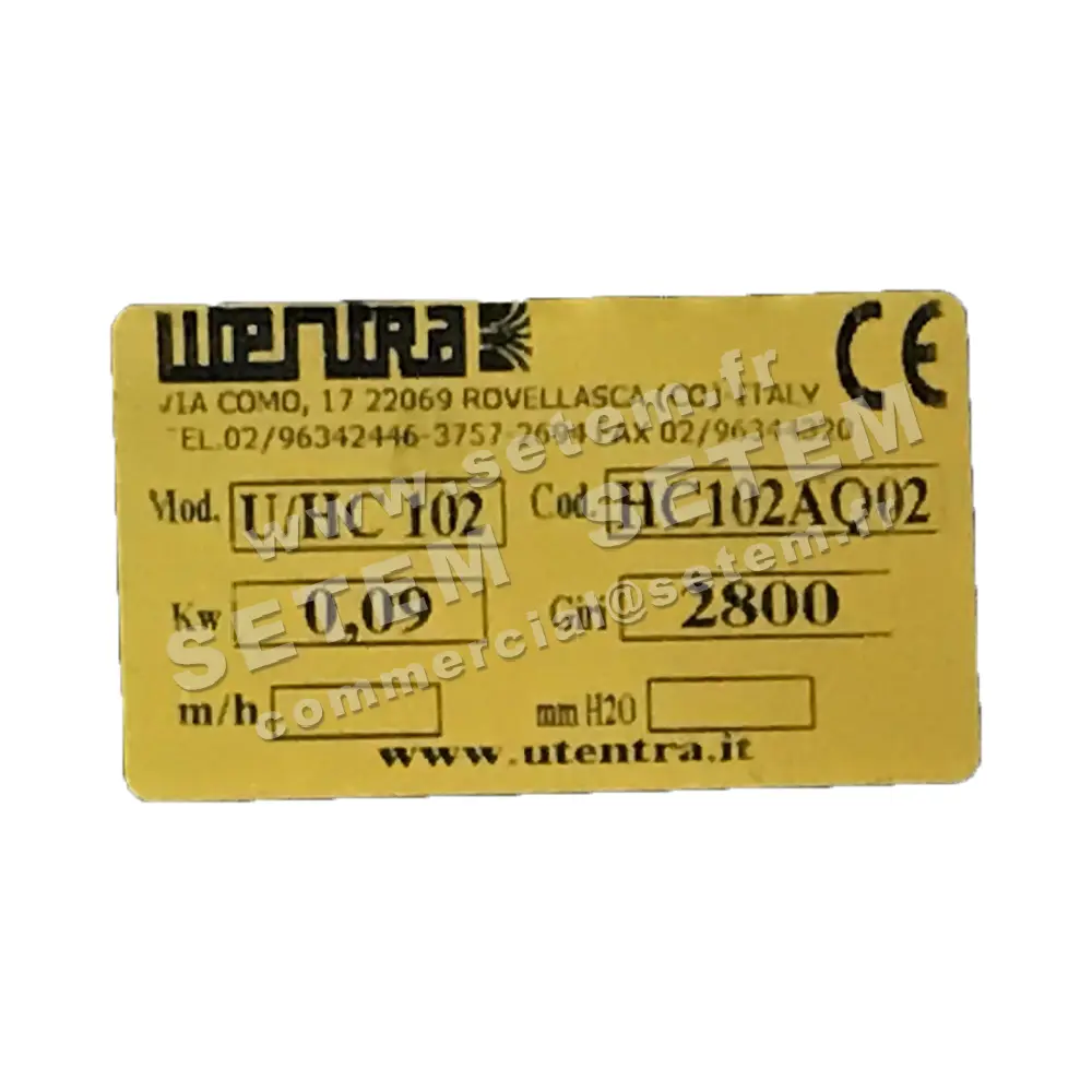 6616000010-VENTILATEUR UTENTRA U/HC102 0.09KW 2P M230V RD 90° *HC102AQ02*