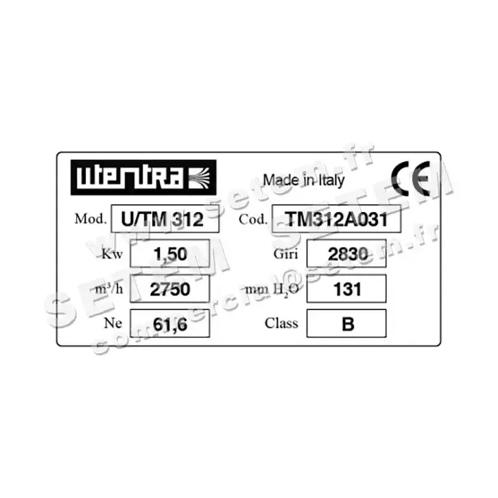 6616001195-VENTILATEUR UTENTRA U/TM312 1.50KW 2P T230/400V 270° LG 2