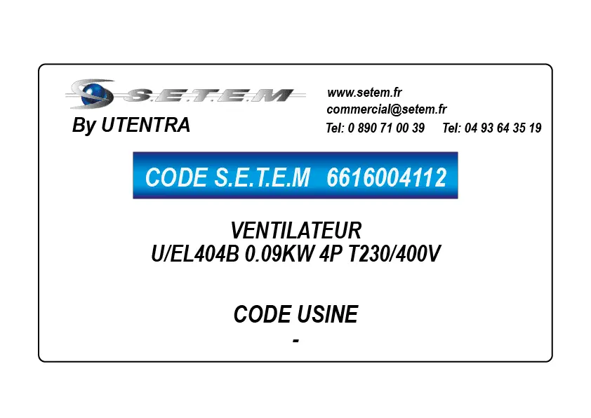6616004112-VENTILATEUR UTENTRA U/EL404B 0.09KW 4P T230/400V