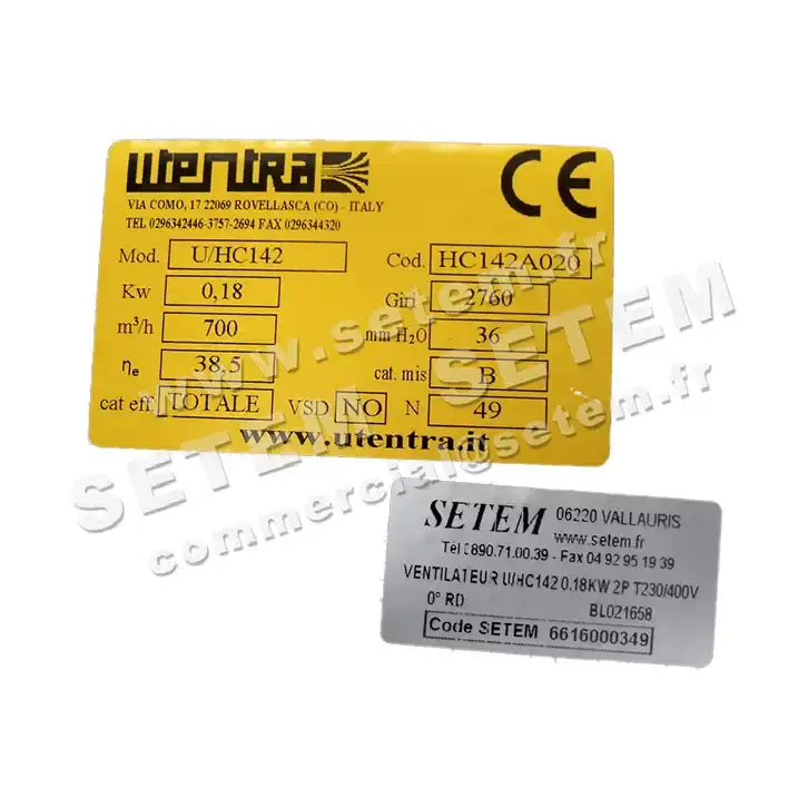 6616004300-VENTILATEUR UTENTRA U/HC142 RD 0° 0.18KW 2P T230/400V *HC142A020* 2